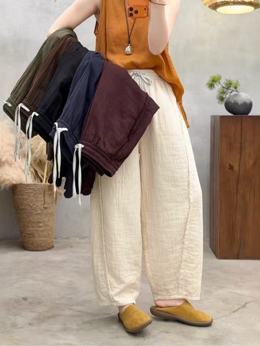 Casual Linen And Cotton Trousers