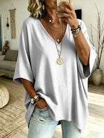 Effortless Oversize Cotton V-Neck T-shirt